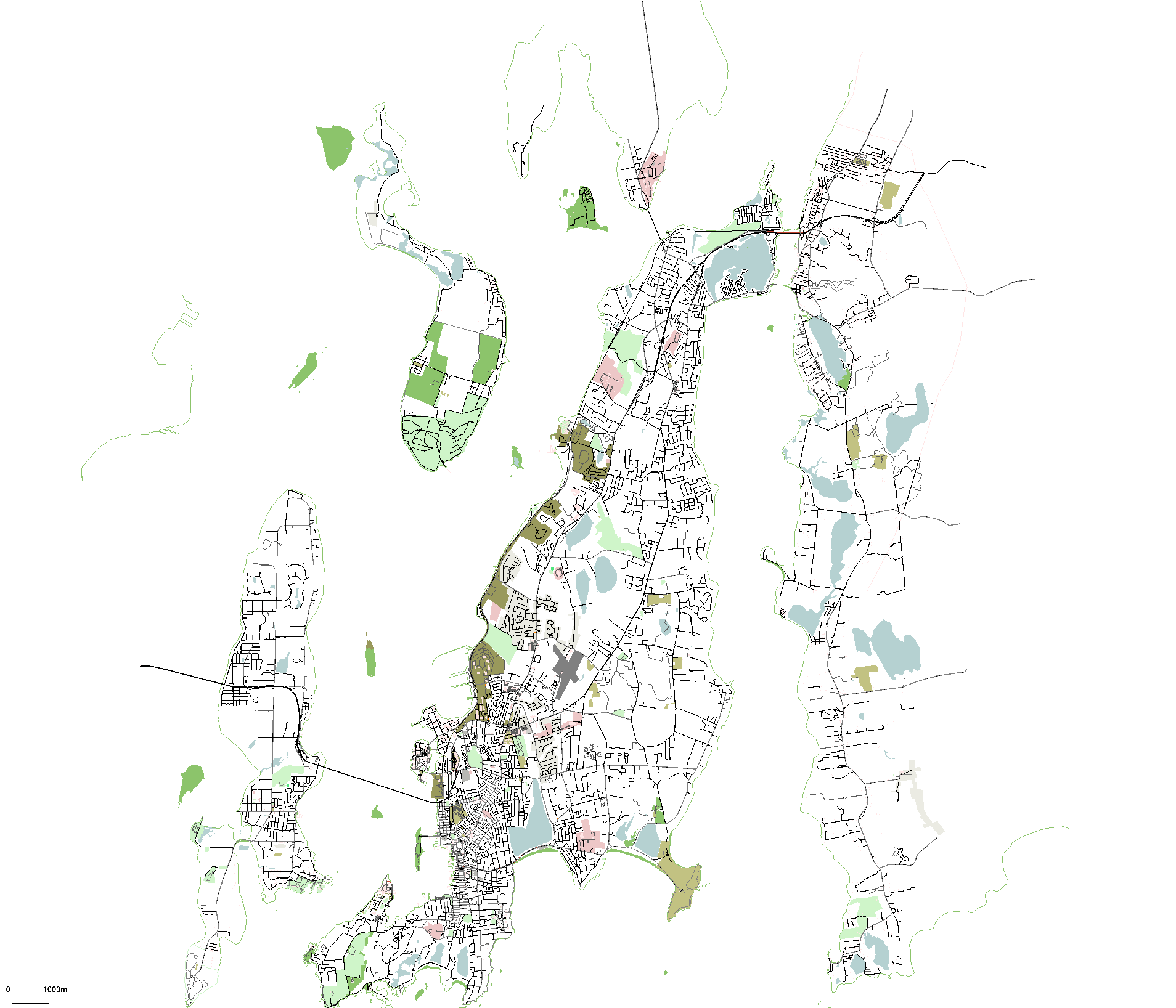 The full Aquidneck Island Transport Model network